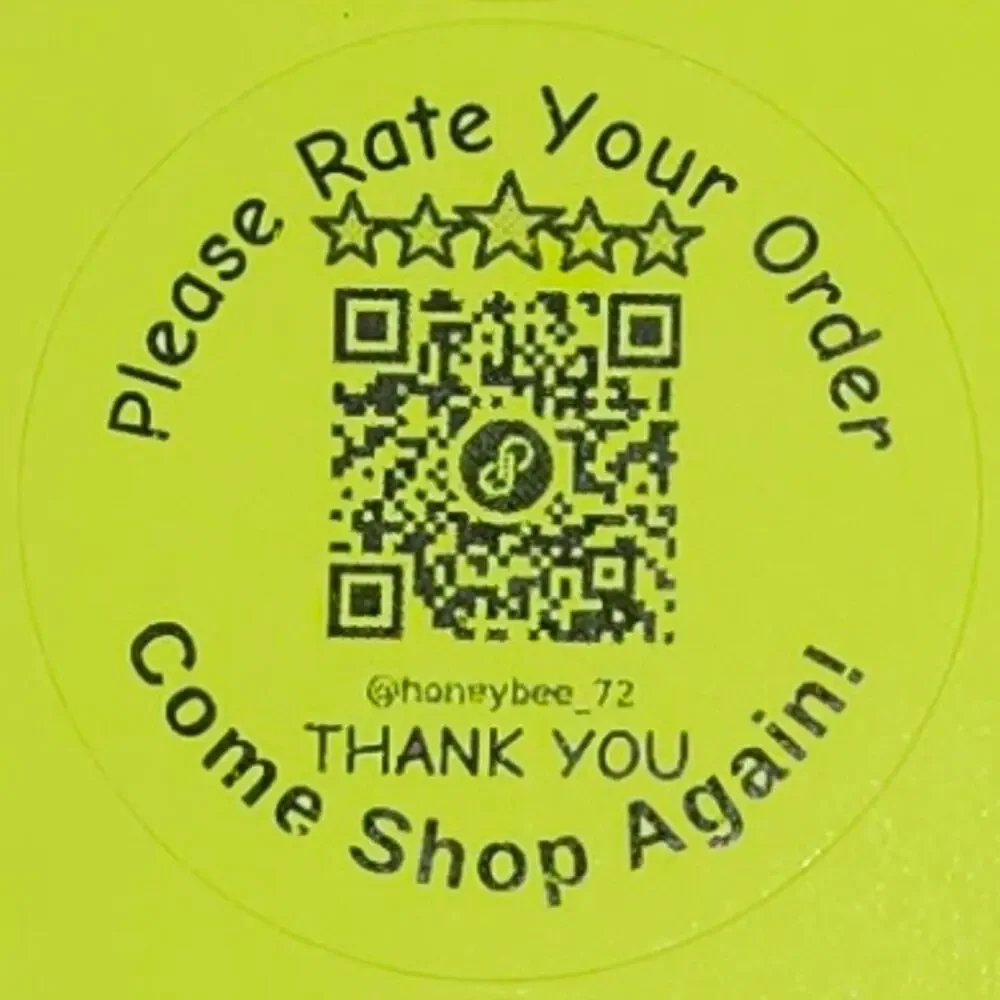 QR Labels NEON Thank You / Rate Your Order - Set of 48 - 2 sheets of 24 NWT